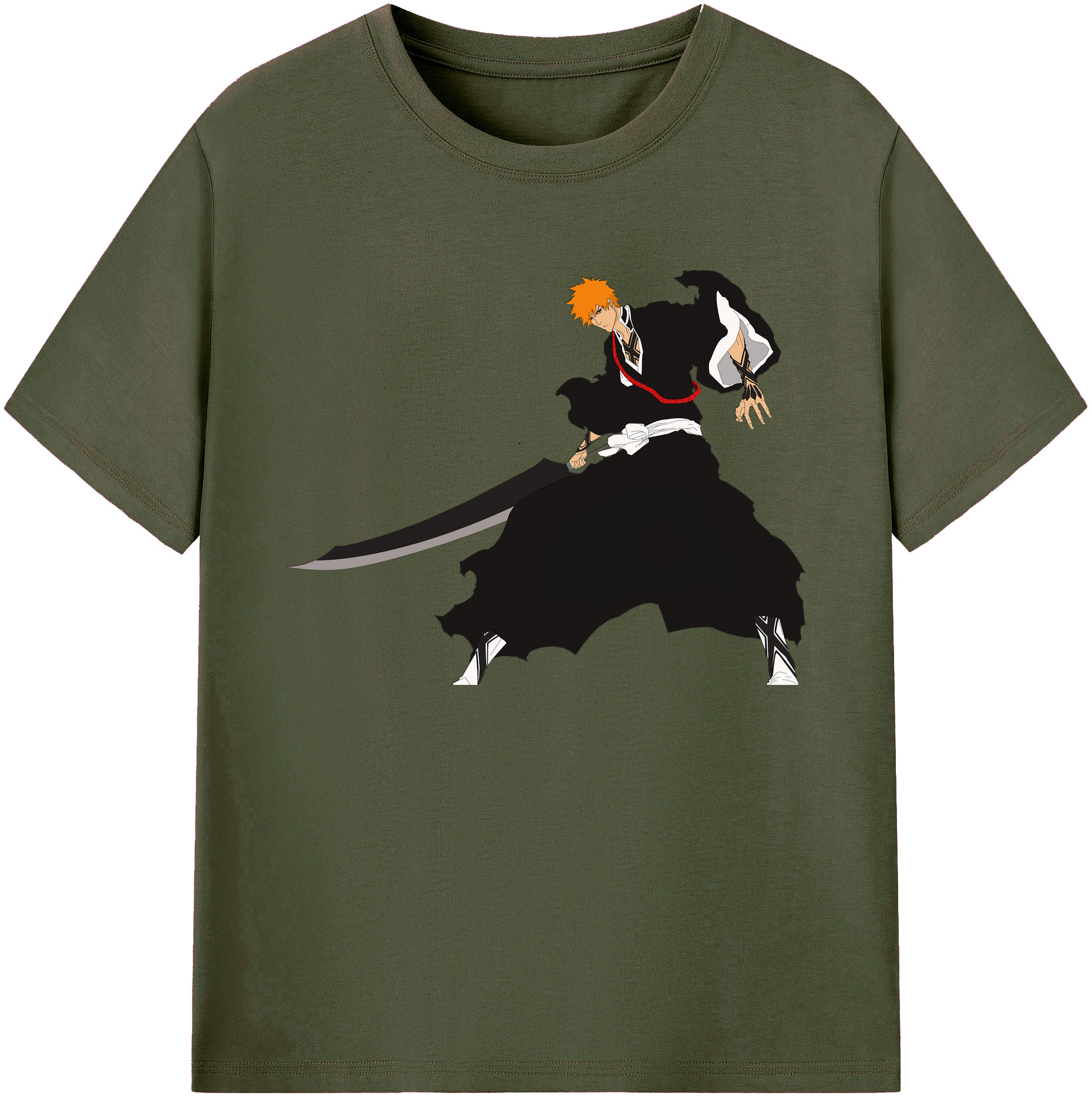 （画像用） ブリーチ 黒崎一護（くろさき いちご）BLEACH Kurosaki Ichigo 綿100％ メンズ半袖Tシャツ｜肌触りやわらか＆通気性